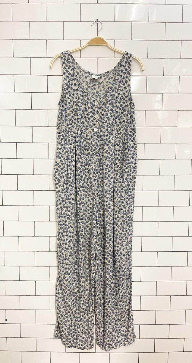 vintage 00s moda int'l floral pleated tie back jumpsuit - good market thrift store