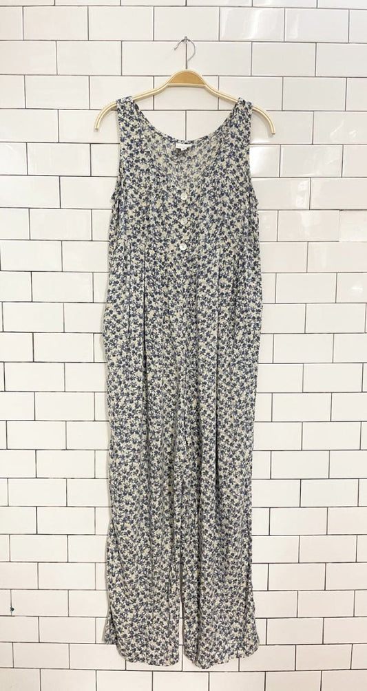 vintage 00s moda int'l floral pleated tie back jumpsuit - good market thrift store