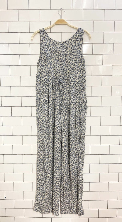 vintage 00s moda int'l floral pleated tie back jumpsuit - good market thrift store