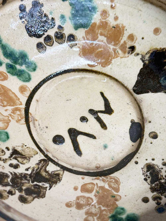 vintage hand-painted decorative pottery bowl