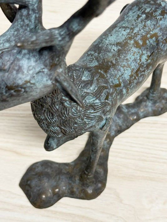 vintage bronze mid century modern standing deer sculpture