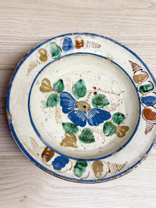 vintage hand-painted decorative pottery bowl