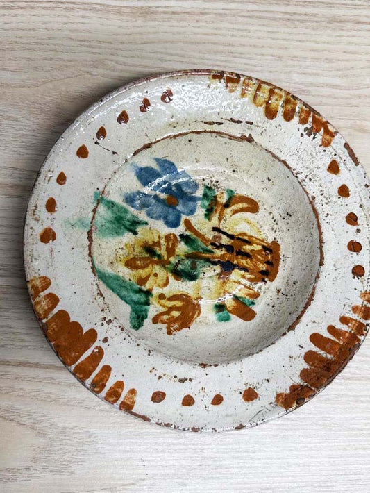 vintage hand-painted decorative pottery bowl
