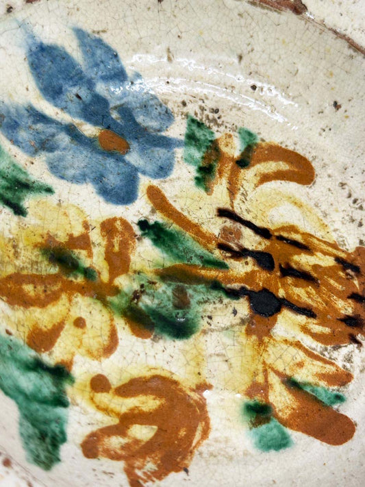 vintage hand-painted decorative pottery bowl