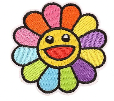 smiley face flower iron-on / sew-on patch - large