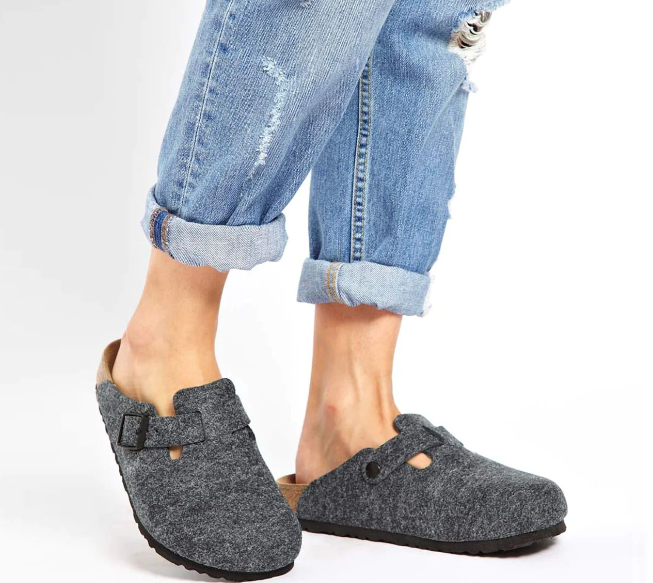 birkenstock boston felt wool clogs