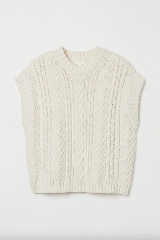 2023 h&m cable knit boxy sweater vest