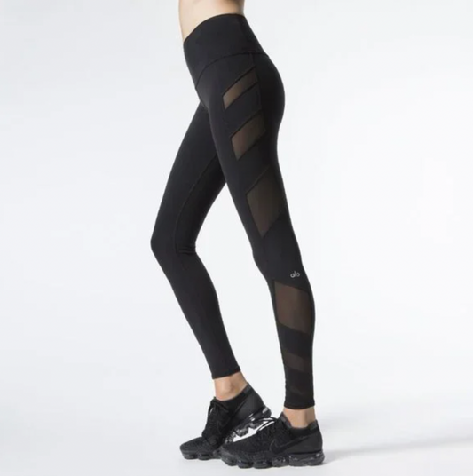 alo block high waist mesh side leggings