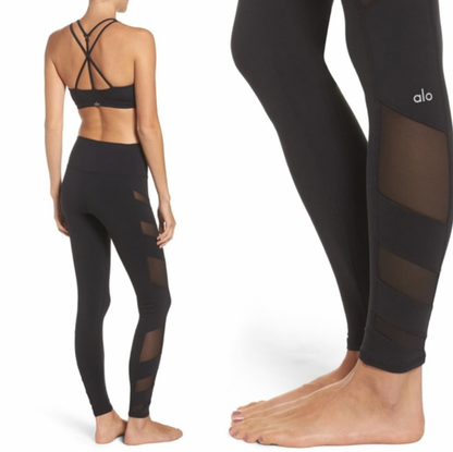 alo block high waist mesh side leggings