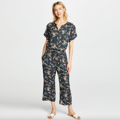 graham & spencer joyce floral short sleeve jumpsuit