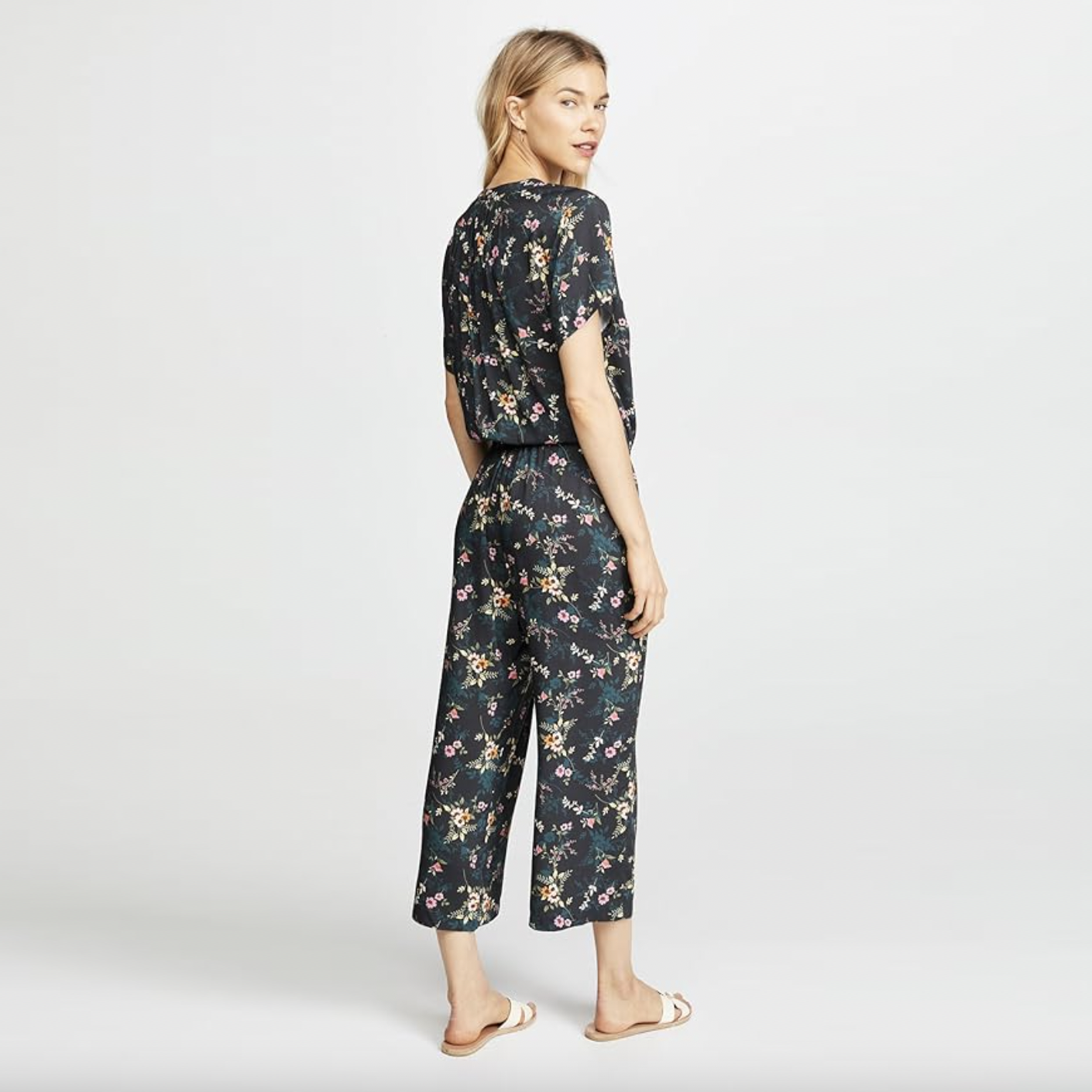graham & spencer joyce floral short sleeve jumpsuit