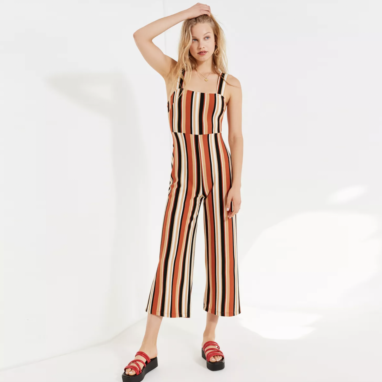 UO delaney striped jumpsuit