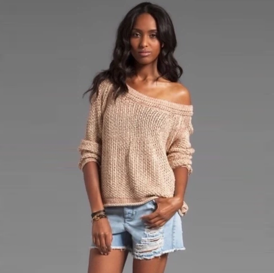 free people sahara star loose knit summer sweater