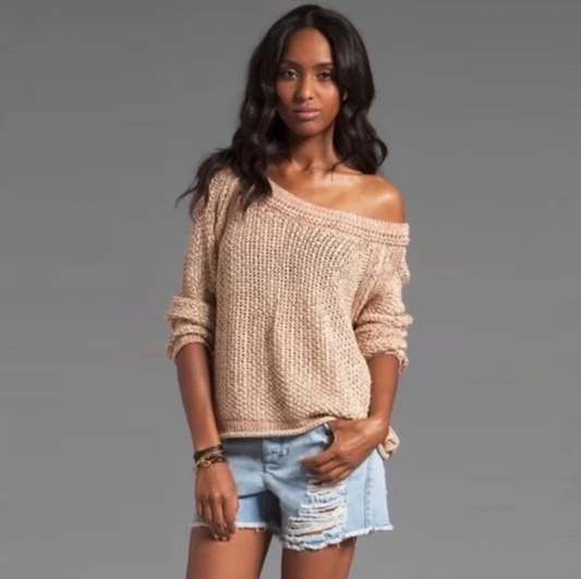free people sahara star loose knit summer sweater