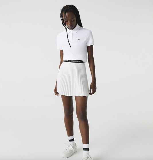 lacoste white pique short polo