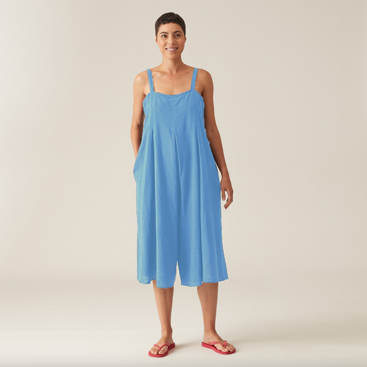 cut loose pleated wide leg jumpsuit