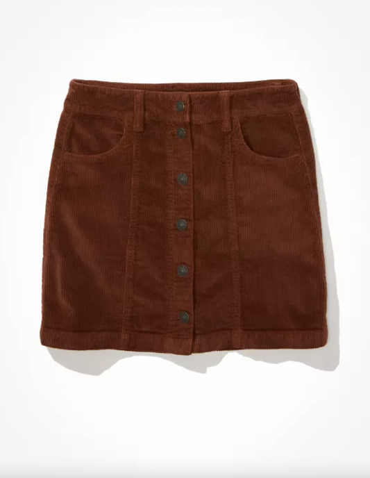 american eagle cord button up mini skirt