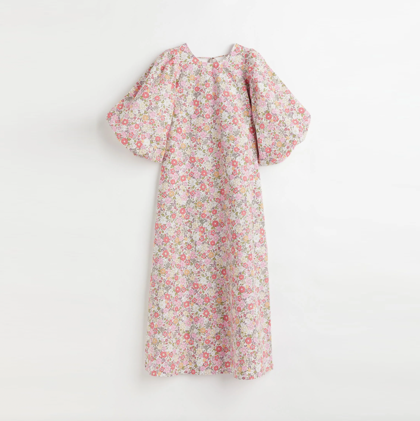 h&m 2023 puff sleeve floral midi dress
