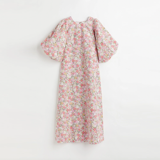 h&m 2023 puff sleeve floral midi dress