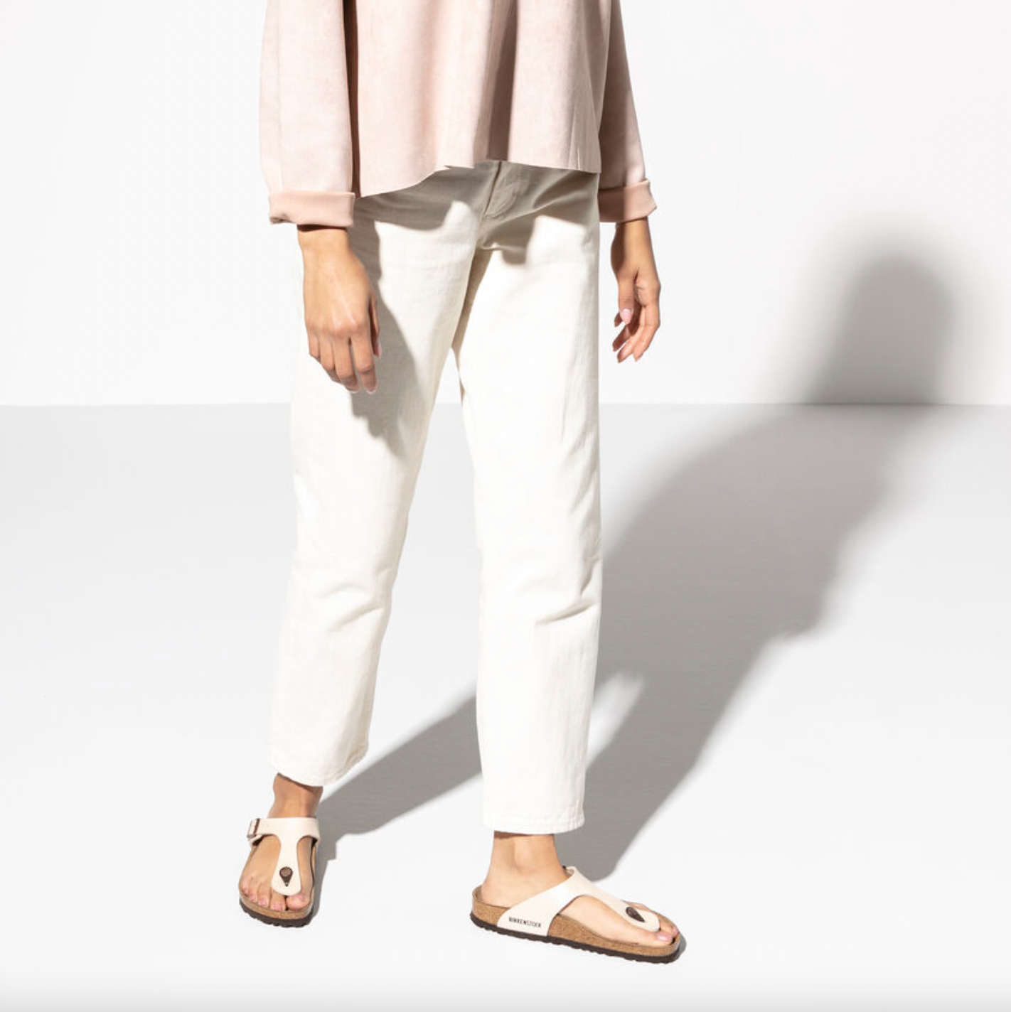 birkenstock white pearl gizeh sandals