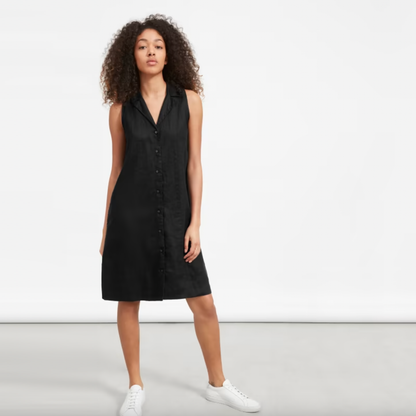 everlane the linen sleeveless shirt dress