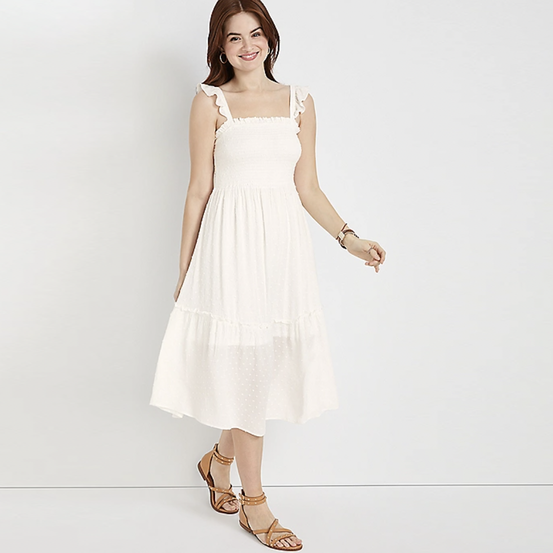 maurices smocked tiered midi sundress