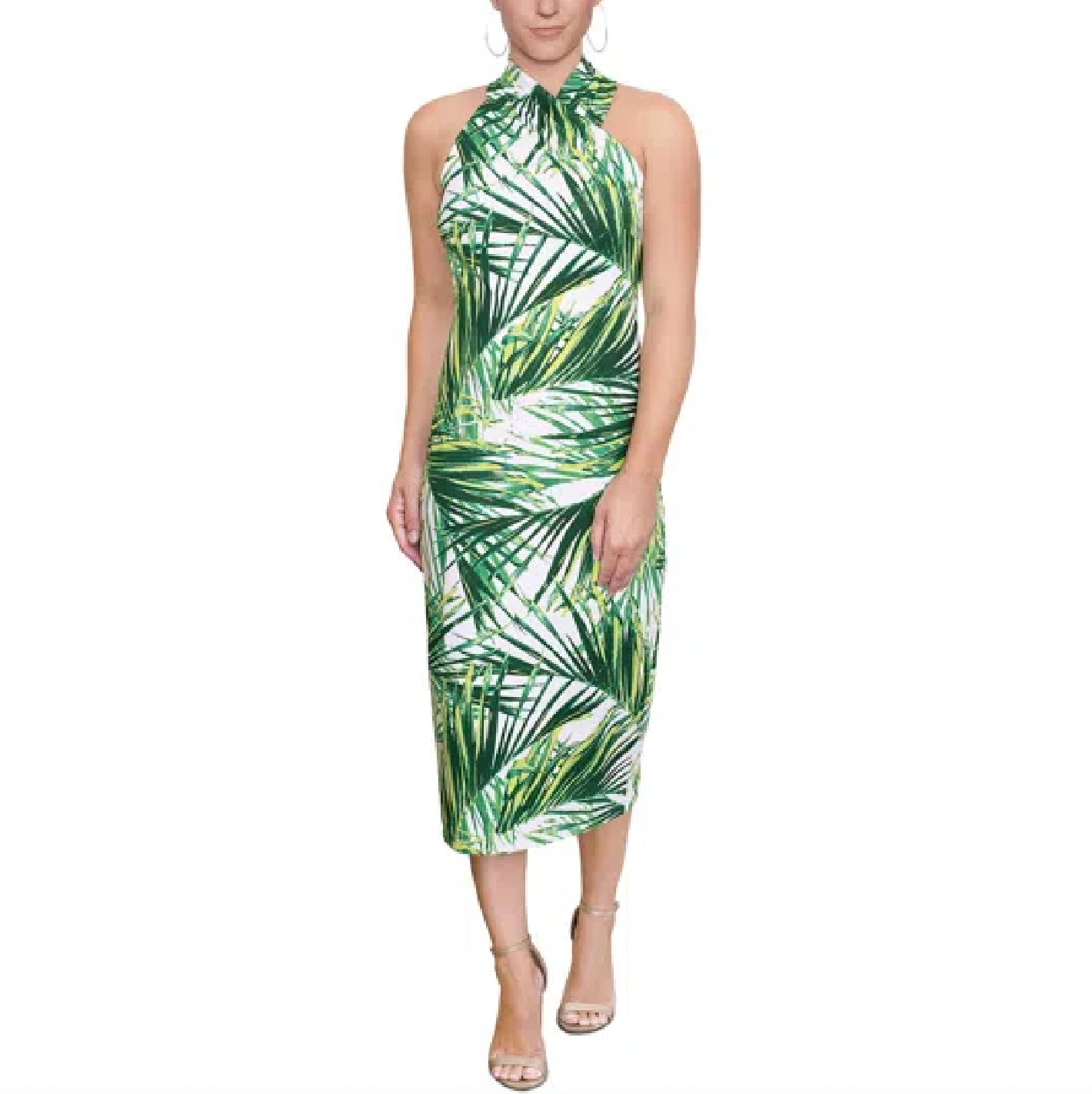 nwt rachel roy palm high neck midi dress