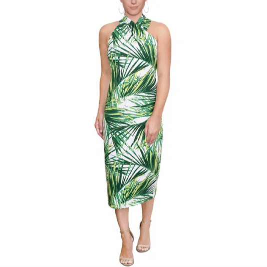 nwt rachel roy palm high neck midi dress