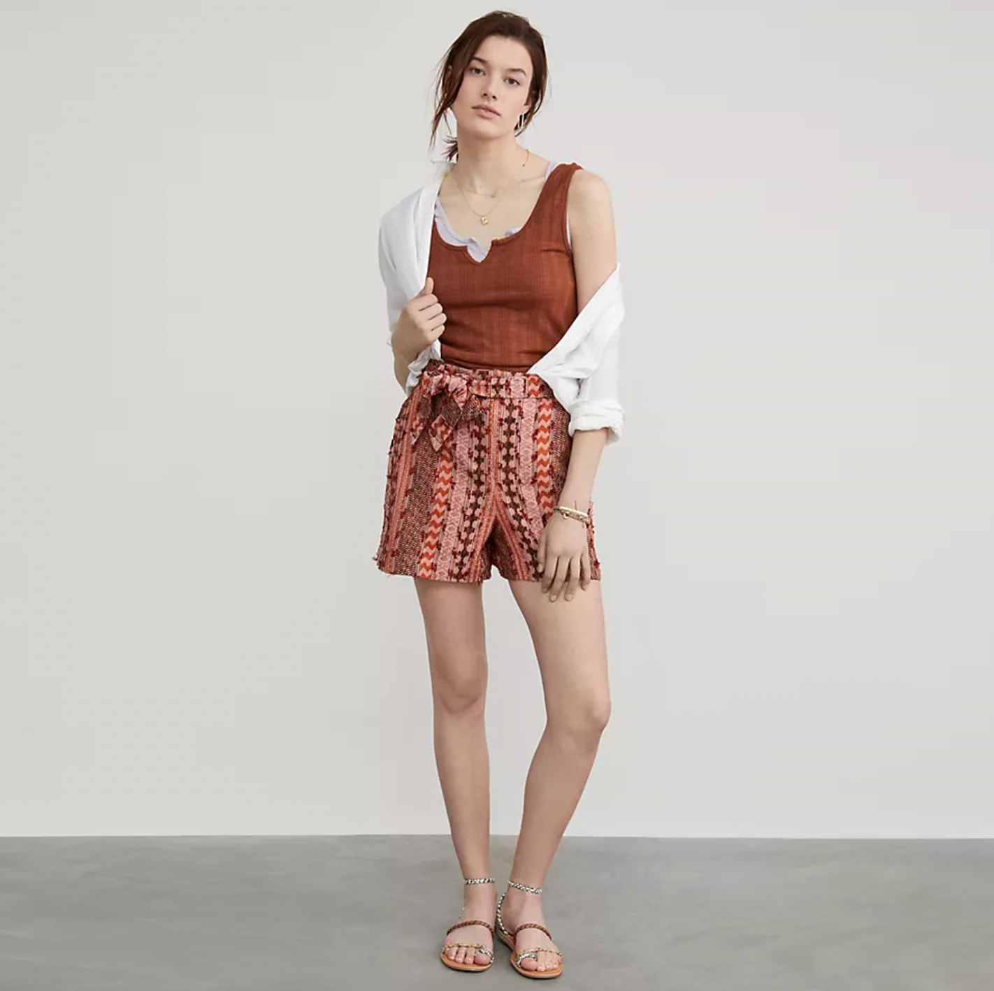 nwt 2023 eva franco textured woven boho shorts