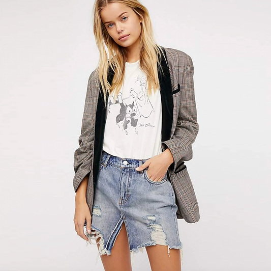 we the free relaxed and destroyed denim mini