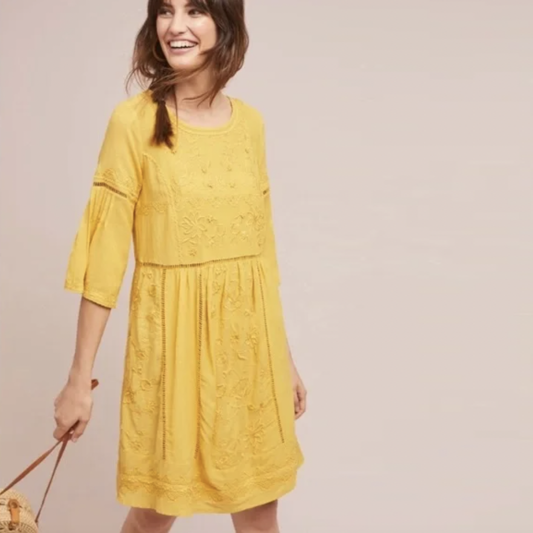 anthro akemi + kin embroidered boho dress