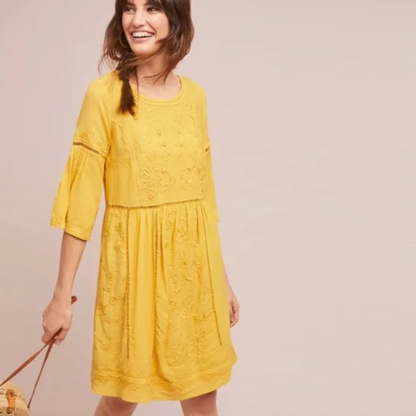 anthro akemi + kin embroidered boho dress