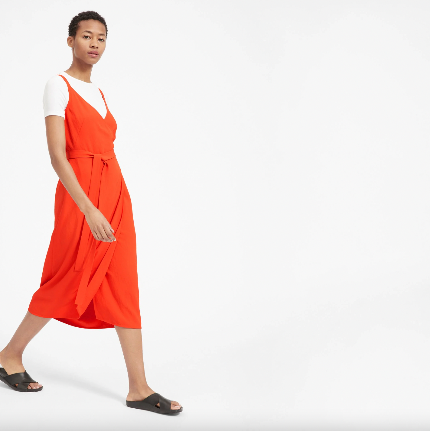 everlane japanese goweave wrap midi dress