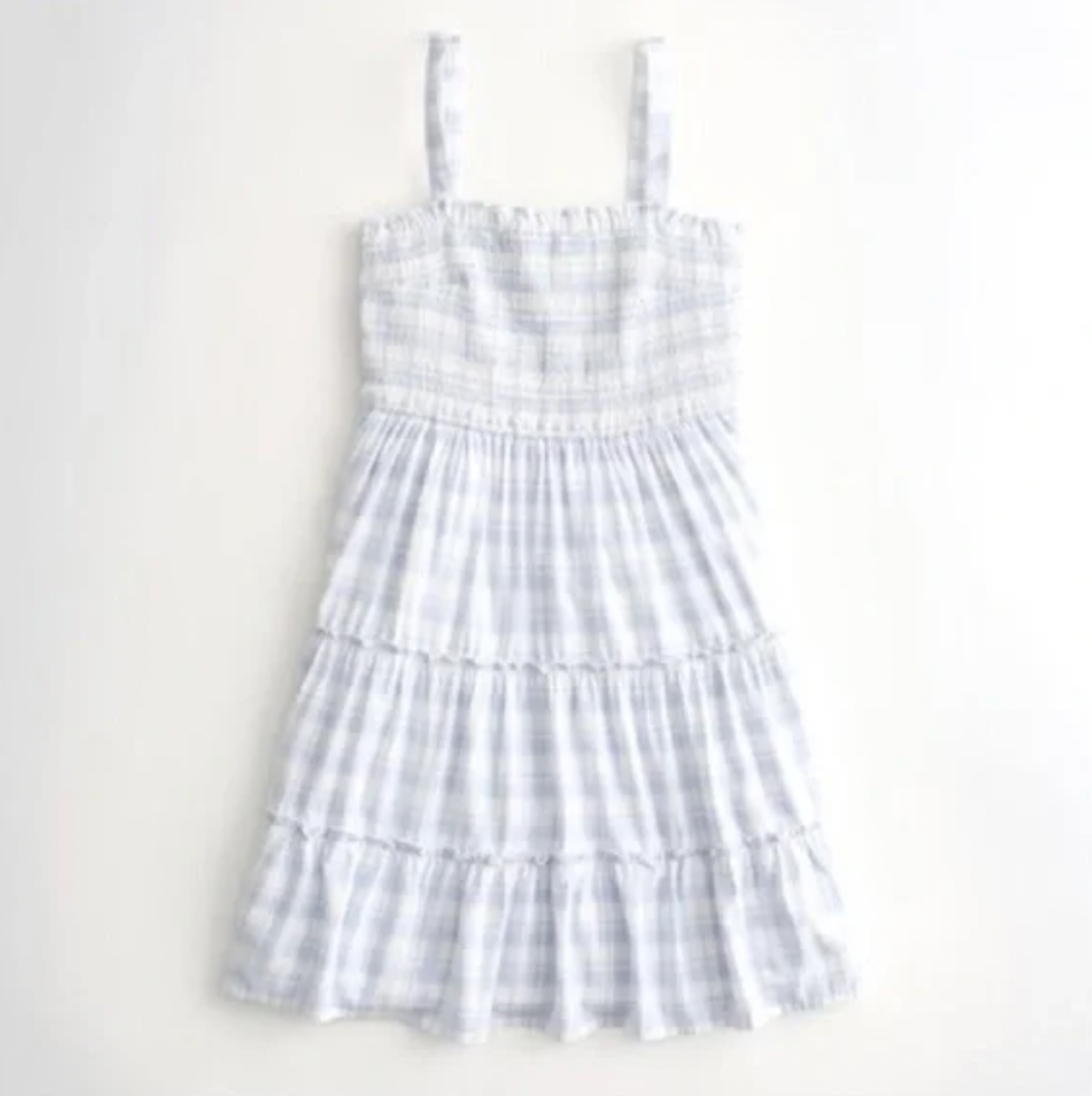 hollister smocked top tiered plaid mini dress