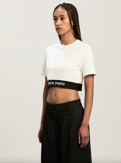 palm angels iconic tape crop tee