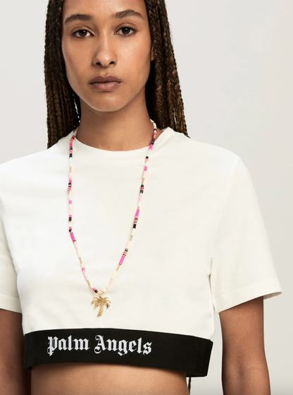 palm angels iconic tape crop tee