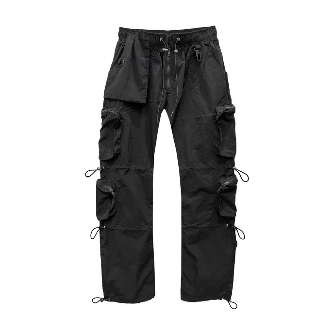 kody phillips green nylon cargo parachute pants