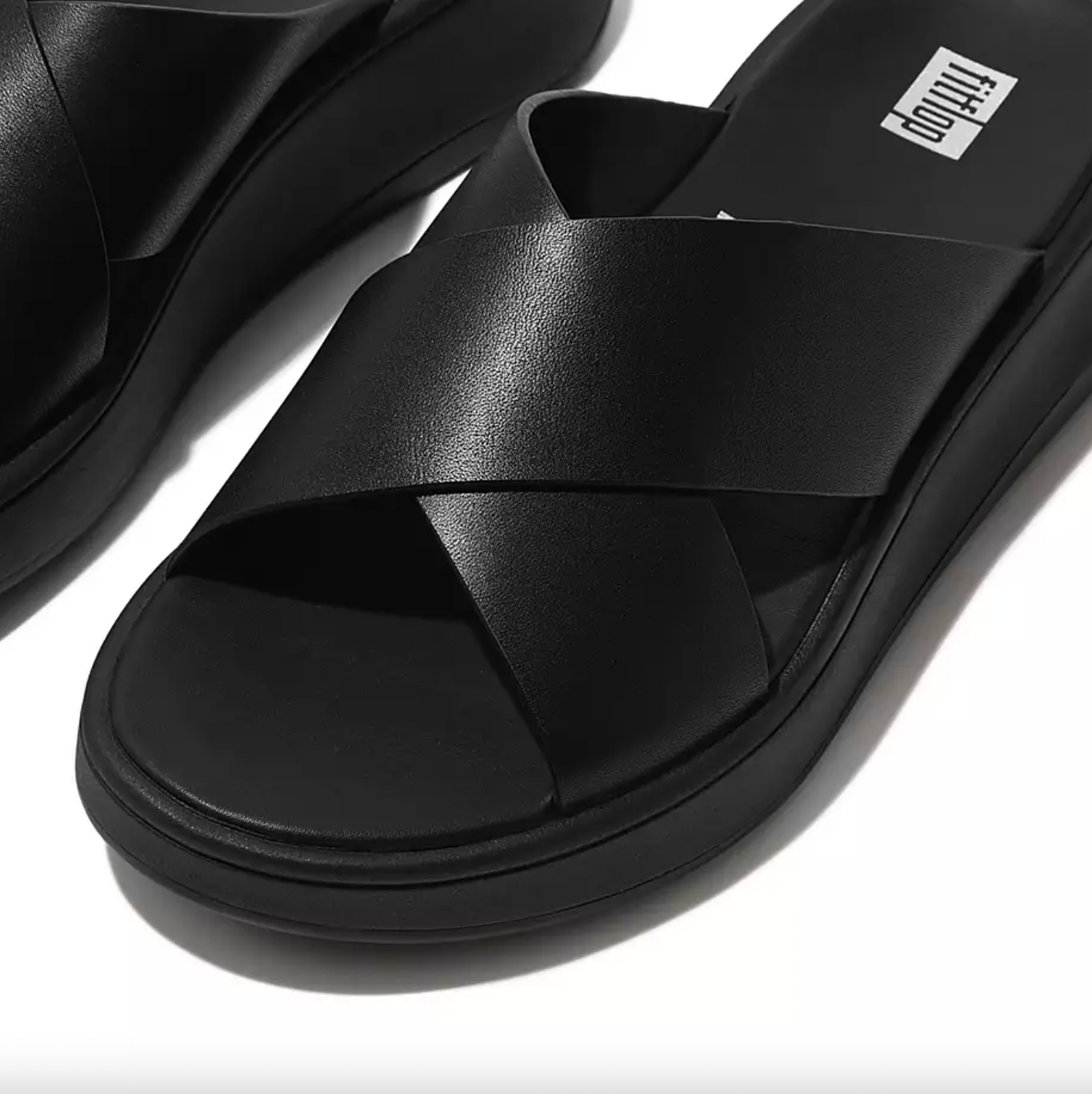 fitflop 2024 f-mode leather cross platform slide