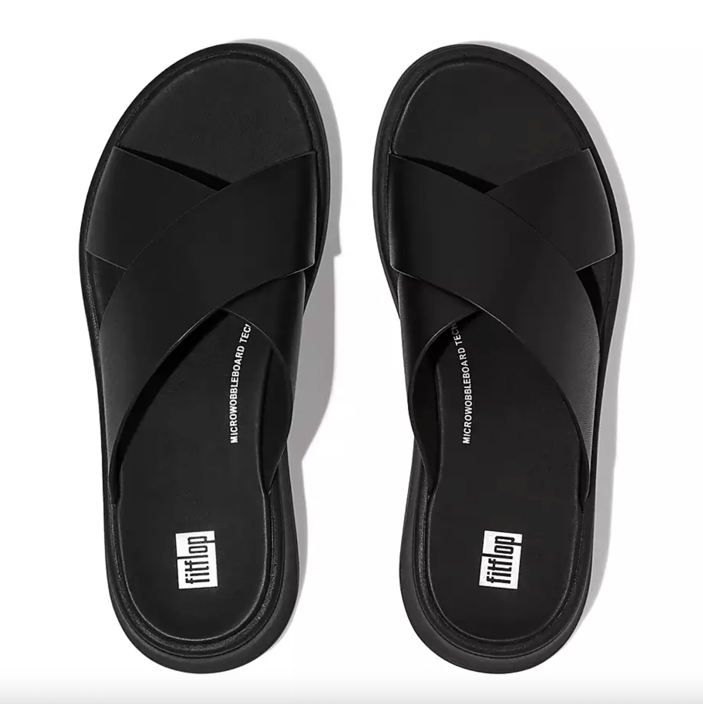 fitflop 2024 f-mode leather cross platform slide