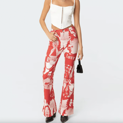 edikted pop art bell bottom jeans