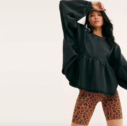 blue b boxy peplum sweatshirt