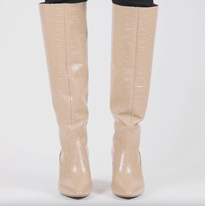 aquatalia 2023 patton croc embossed leather heeled boots