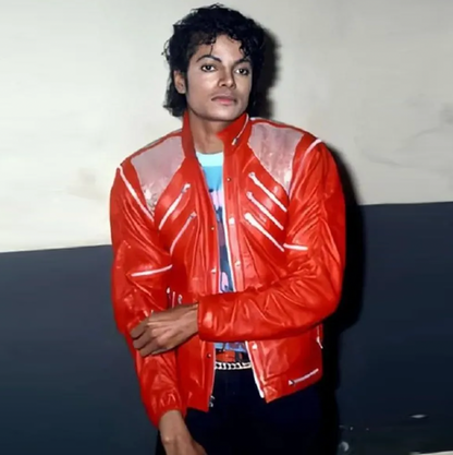 vintage 80s MJ beat it red biker puffer vest