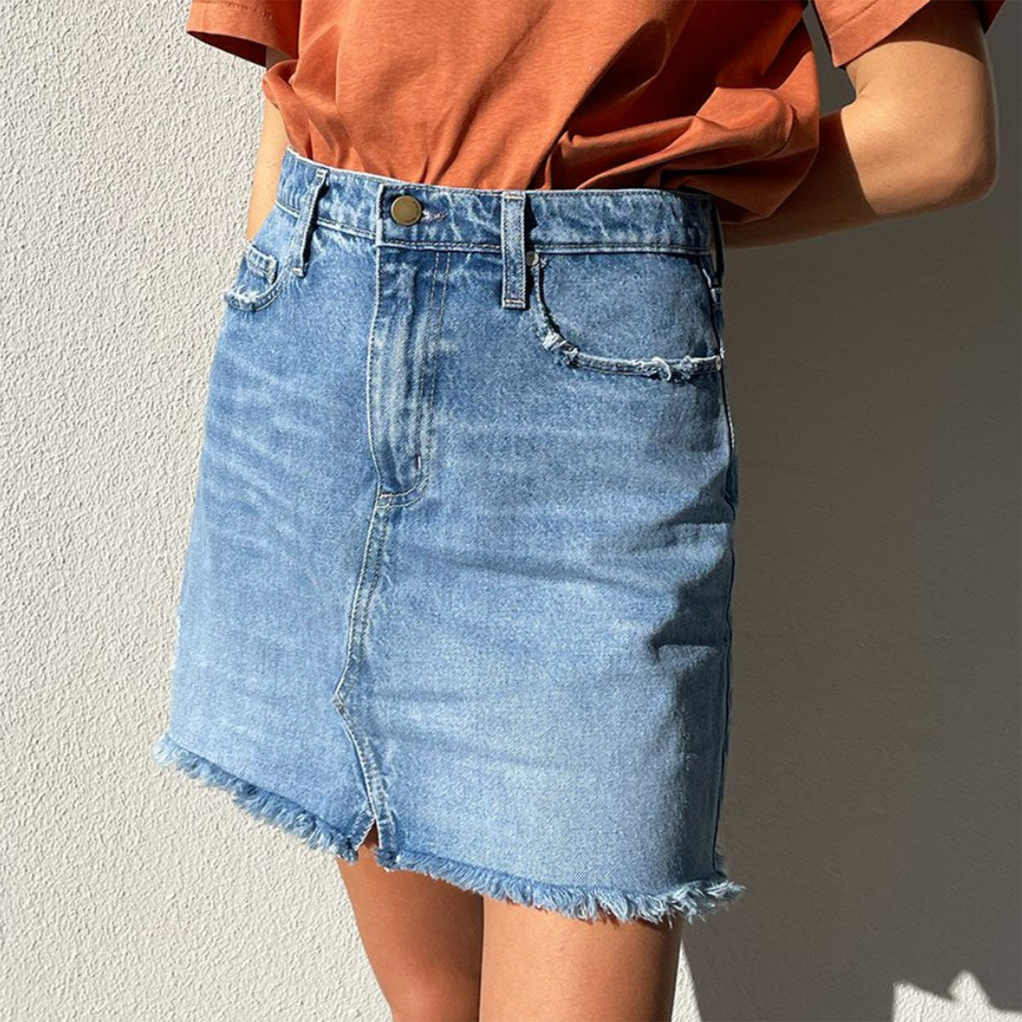 nobody denim high rise relaxed mini skirt