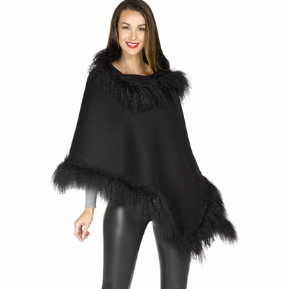 frr mongolian lamb trim blanket scarf shawl