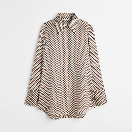 nwt h&m satin geometric check blouse