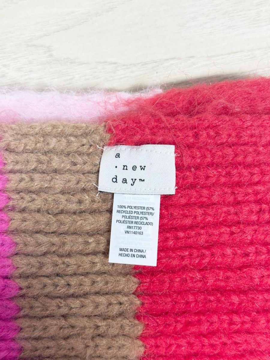 a new day fluffy brushed striped knit scarf - good market thrift store