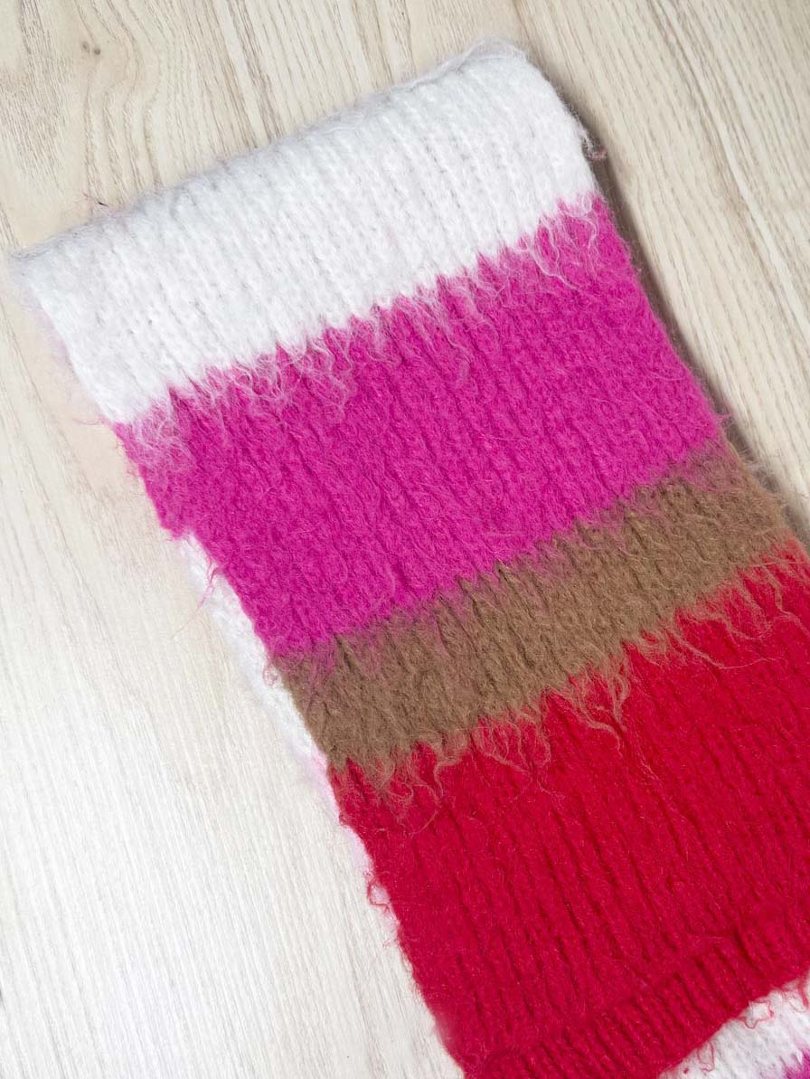 a new day fluffy brushed striped knit scarf - good market thrift store