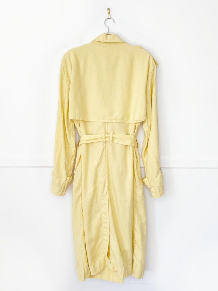 a new day linen - blend butter yellow trench coat - good market thrift store