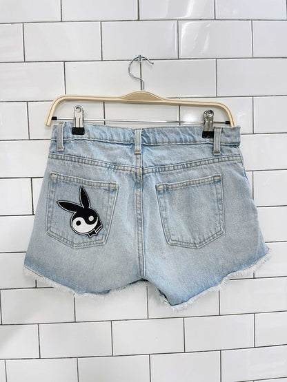 american apparel playboy patch denim shorts